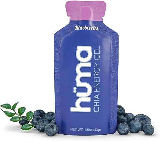 Huma Chia Energy Gel, Blueberries, 24 Gels - Premier Sports Nutrition for Endurance Exercise