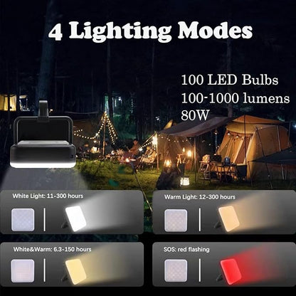 Ultimate LED PowerLight - 3-in-1 Adjustable Colors, Smart Battery Indicator, SOS Beacon, Black, Camping Gear Essentials