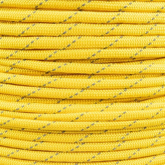 Reflective 550lb Paracord – 7 Strand Type III Nylon Parachute Cord for Hiking, Camping, and Fishing – 30+ Colors and 6 Length Options
