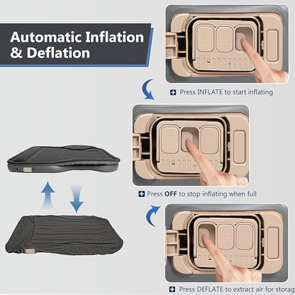 Self-Inflating SUV Air Mattress with Built in Electric Pump，car air Mattress with Pillow for Trunk，Portable car Mattress for Travle and Camping, Black