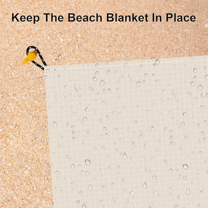 Large Waterproof Sandproof Beach Blanket for 4 Adults, Outdoor Beach Mat with 4 Stakes, 210T Polyester Lightweight Foldable Picnic Blanket Accessories Must Haves for Travel, Camping, Hiking