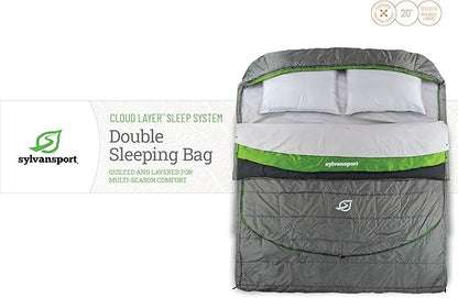 SylvanSport Cloud Layer Sleeping Bag for Adults - Adjustable Layers for 3-4 Season use - Integrated Cotton Sheet