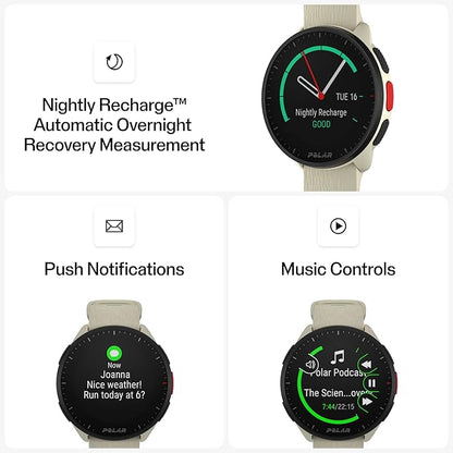 POLAR Pacer Ultra-Light GPS Fitness Tracker Smartwatch for Runners; S-L, for Men or Women, White
