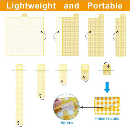 ZHUYNXIR Extra Large Picnic, Waterproof Blanket, Gingham Picnic Mat for Beach, Camping Grass Picnic Blankets. (Yellow 58x58 inch)