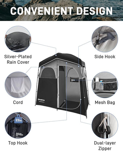 KingCamp Shower Tent, Portable Privacy Tent Outdoor Camping 1/2 Room Toilet Tents with Shower Bag & Dressing Room for Travel Beach Tailgate