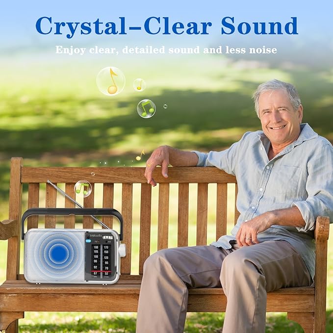 AM FM Radio Portable-Transistor Radio,Battery Powered or Mains Operated,Suitable for Home and Outdoor use,with Robust Reception and Built in Speaker,Ideal as a Small Gift for The Elderly