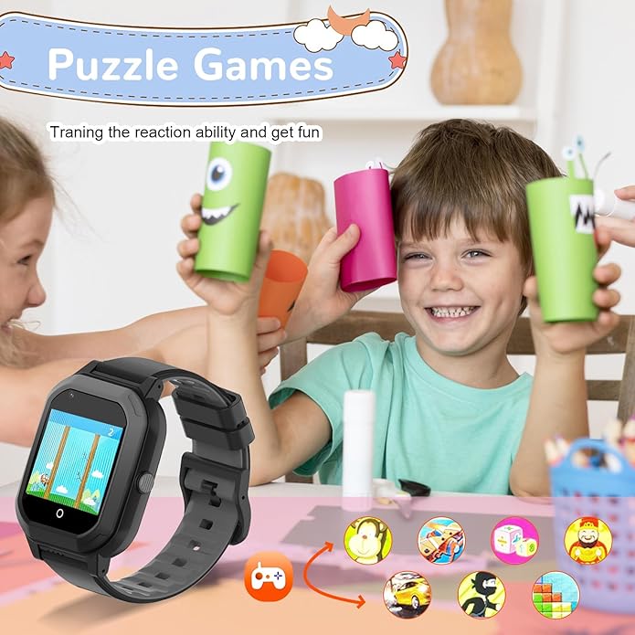 Wonlex GPS Smart Watch for Kids, 4G Smartwatch with SIM Card, 1.4" Phone Watch with Video Calls, Voice Chat, SOS, Camera, Pedometer, Alarm, Games for Boys Girls Aged 3-12 Years Old