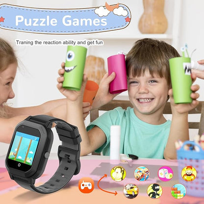 Wonlex GPS Smart Watch for Kids, 4G Smartwatch with SIM Card, 1.4" Phone Watch with Video Calls, Voice Chat, SOS, Camera, Pedometer, Alarm, Games for Boys Girls Aged 3-12 Years Old