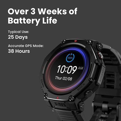 Amazfit T-Rex 3 Pro Outdoor Smart Watch 48mm Sapphire AMOLED Display with Flashlight, Ti Bezel, Dual Band GPS, Offline Maps, 25 Days Battery, 10 ATM, 180+ Sports Mode for Android & iPhone, Black Gold