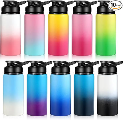 10 Pcs Reusable Aluminum Water Bottles Bulk Multicolor Outdoor Sports Water Bottles for Travel Gym Cycling Camping, Snap Lid