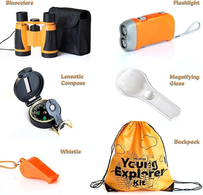 Outdoor Adventure Kit for Kids: Binoculars, Compass, Magnifying Glass & Flashlight. 3-12 Year Old Boys & Girls