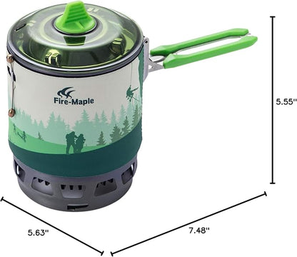 Fire-Maple "Fixed Star 3" Personal Cooking System | Pot/Jet Burner Stove System with Electric Ignition | Ideal for Hiking, Camping, Backpacking, Fishing, Hunting Trips and Emergency Use, Green