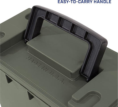 Sheffield 12791 2-Pack Ammo Storage Box, Stackable .30 Cal Field Boxes, Water and Dust Resistant, Lockable Storage Box with Handle, Secures Hunting Gear, Supplies, and Bullets, Made in the USA, Green