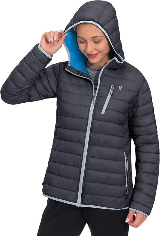 Little Donkey Andy Women's Packable Lightweight Puffer Jacket Hooded Windproof Winter Coat with Recycled Insulation