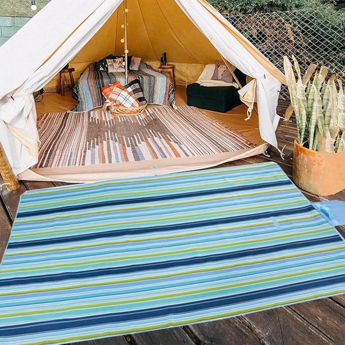 Extra Large Beach Blanket Outdoor Picnic Blankets, Foldable Waterproof Sand Free Beach Mats Picnic Mat for Festival BBQ Park Grass Lawn Camping Hiking Travel Concerts (Blue 2, 80x60 in)