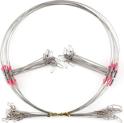 Fishing Leaders, Fish Line Stainless Steel Wire with Swivels Snap Connect Fishing Gear and Equipment Tackle Kit, for Lures Bait Rig Or Hooks, Fishing Gift