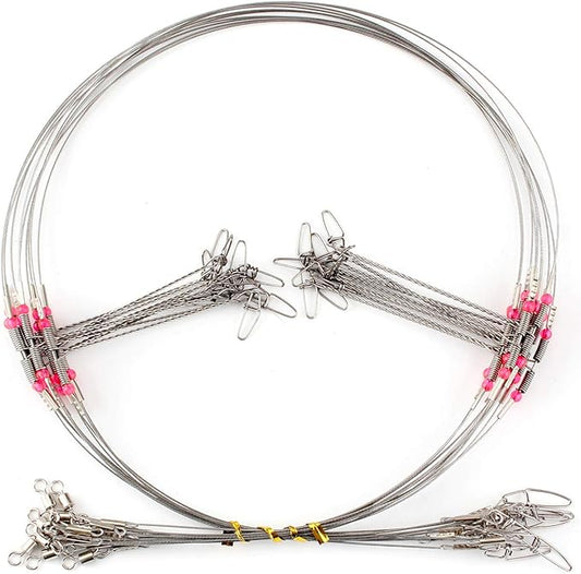 Fishing Leaders, Fish Line Stainless Steel Wire with Swivels Snap Connect Fishing Gear and Equipment Tackle Kit, for Lures Bait Rig Or Hooks, Fishing Gift