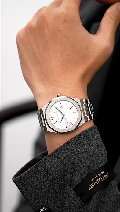 PIERRE RICHARDSON PR5428 Men’s Luxury Watch – Japanese Quartz Movement, Stainless Steel, 41mm, 5ATM Water Resistant, Scratch-Resistant Sapphire Crystal Glass – Classic Dress Watch for Men