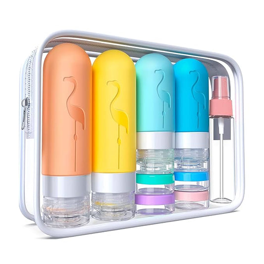 Empty 3 oz Travel Size Bottles Toiletries Containers for Toiletries Liquids，Small Silicone Mini Refillable Leak Proof TSA Approved Travel Bottles for Creams Shampoo and Conditioner Traveling