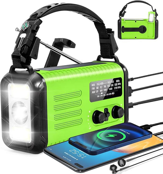 20000mAh/74000mWh Portable Emergency Weather Radio (Condor 1) NOAA/AM/FM with USB/Solar/Hand Crank Charging Battery Operated SOS Alarm & Flashlight for Indoor/Outdoor Emergencies Survival Supplies