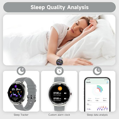 Smart Watches for Men Women, 1.43" AMOLED Fitness Tracker, Make/Answer Calls Digital Waterproof Smartwatch, 150+ Sports Mode, Heart Rate/SpO2/Sleep Monitor, Android & iOS Compatible, 2 Bands