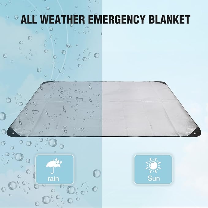 RedSwing 2 Pack Heavy Duty Waterproof Emergency Thermal Tarp, Insulated Survival Blanket for Outdoor Camping, Hiking, and Emergency Shelter, Green+Black