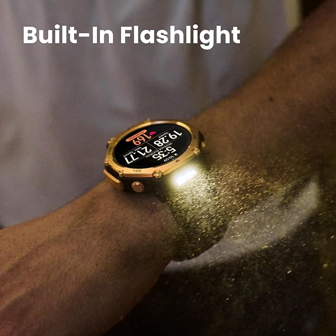 Amazfit T-Rex 3 Pro Outdoor Smart Watch 48mm Sapphire AMOLED Display, Ti Bezel, Dual Band GPS, Offline Maps, 25 Days Battery, Built-in Flashlight, 10 ATM, 180+ Sports Mode for Android & iPhone, Black