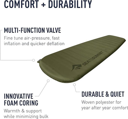 Sea to Summit Camp Plus Self-Inflating Foam Sleeping Mat for Camping, Tapered - Regular (72 x 20 x 3 inches)