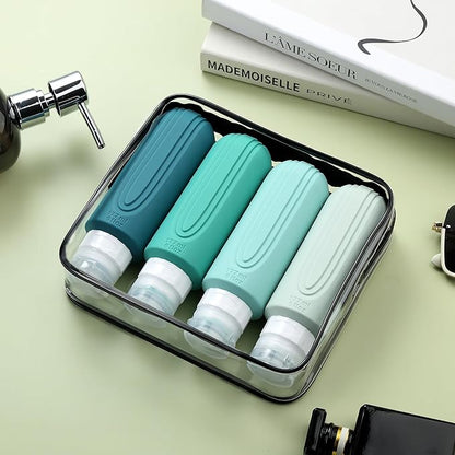 Travel Bottles for Toiletries, Large 6oz Oversize Containers, BPA Free Leak Proof Tubs Refillable Liquid Travel Accessories with Toiletry Bag for Cometic Shampoo and Lotion Soap (4 Pack)