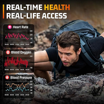Military Smart Watches for Men-2.06”AMOLED(Answer/Make Calls), IP68 Fitness Activity Step Tracker with Sleep Monitor/110+ Sports Modes, Tactical SmartWatch for Android iOS Samsung Compatible