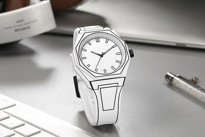 GORBEN Creative Sketch Watch Sports Fashion Quartz Minimalist Black and White Anime Series Watch