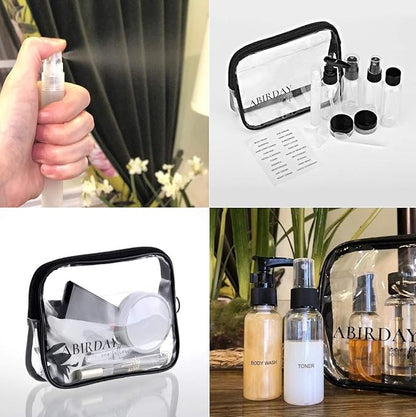 Travel Size Bottles Containers for Toiletries with Toiletry Bag and Label, Leak-Proof & TSA Approved Carry-on for Airplane Women Men