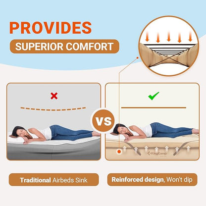KingCamp Air Mattress Frame, Portable Inflatable Camping Cot Base Heavy Duty Bed Frame for Outdoor Travel & Home Tent (Bed Only, Air Pump and Mattress Not Included)