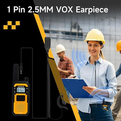 Retevis RB48 Walkie Talkies for Adults, with G-Type Earpiece, Advanced Triple Proof, Support VOX, 2000mAh, Emergency Alert, Vibration Reminder, Heavy Duty Two Way Radios(2 Pack)
