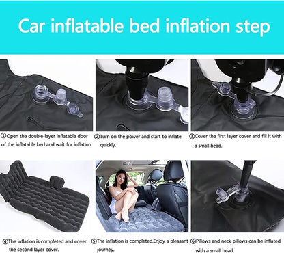 Inflatable Car Air Mattress Back Seat Bed,Thickened Car Travel Camping Air Mattress with Air Pump,Blow Up Bed Portable Car Sleeping Mattress for Car Universal SUV