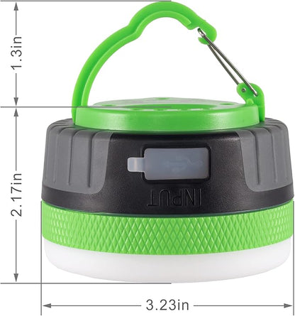 LIT-PaTH LED Camping Lantern, Rechargeable Light with Magnet Base, 2200 mAh, Survival Kit for Emergency, Hurricane, Outage, Medium Green, 1 Pack