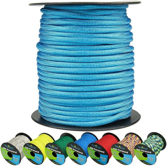 West Coast Paracord 550lb Paracord Spools – 7 Strand Type III Tactical Parachute Cord for Hiking, Camping, and Fishing – Colonial Blue (100 ft)