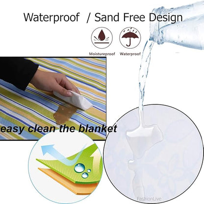 Picnic Blanket Beach Mat Extra Large Sandproof Waterproof Camping Blanket Portable Travel Blanket Play Mat for Outdoor Indoor Family Women Men Kids Beach BBQ Park Grass, 79"x57"