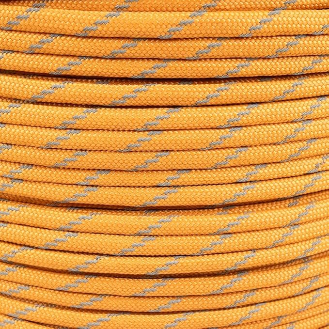 Reflective 550lb Paracord – 7 Strand Type III Nylon Parachute Cord for Hiking, Camping, and Fishing – 30+ Colors and 6 Length Options