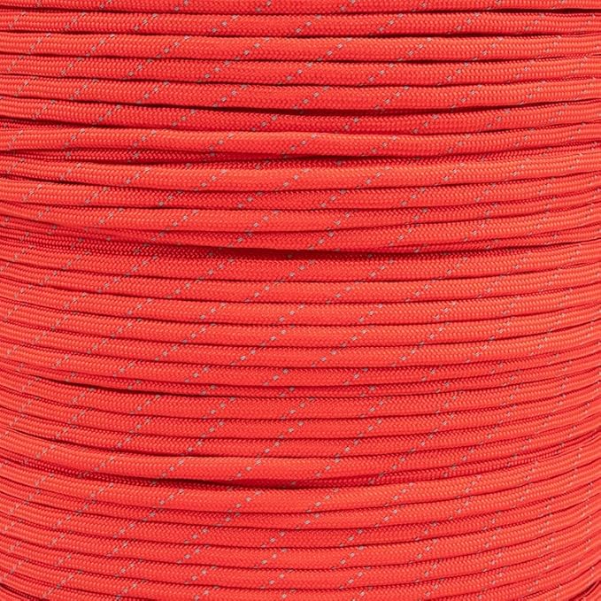 Reflective 550lb Paracord – 7 Strand Type III Nylon Parachute Cord for Hiking, Camping, and Fishing – 30+ Colors and 6 Length Options