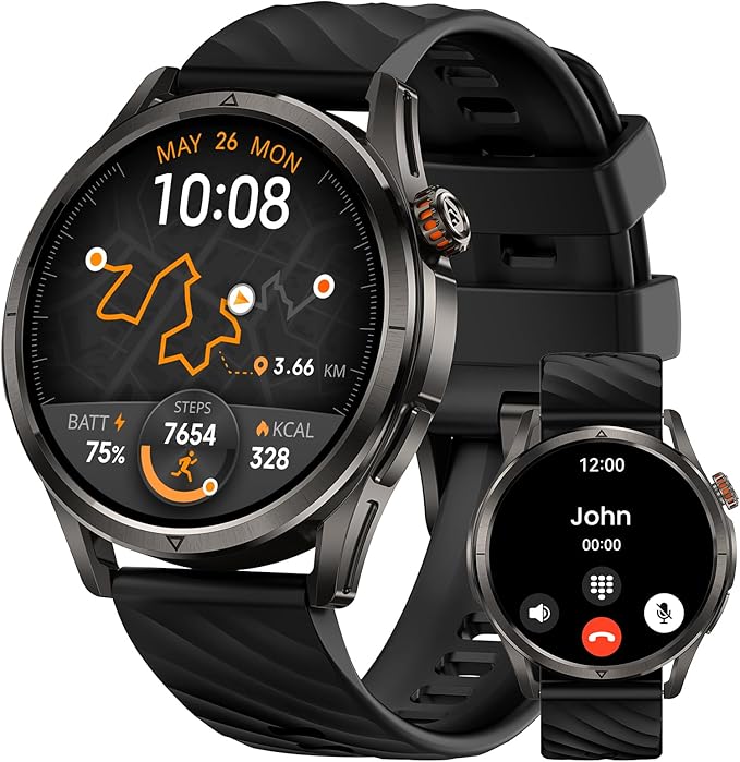 KOSPET Magic R10 GPS Smart Watch for Men, Stainless Steel Body, 50 Days Battery, 5ATM Waterproof, 180 Sport Modes for Outdoor Activity, 24/7 Heart Rate & Sleep Monitor (Black)