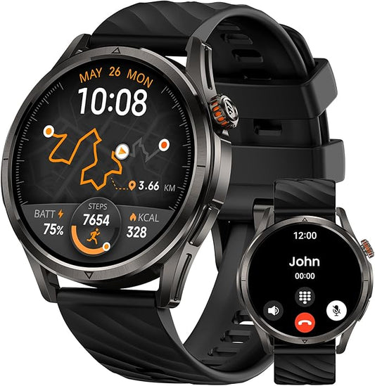 KOSPET Magic R10 GPS Smart Watch for Men, Stainless Steel Body, 50 Days Battery, 5ATM Waterproof, 180 Sport Modes for Outdoor Activity, 24/7 Heart Rate & Sleep Monitor (Black)