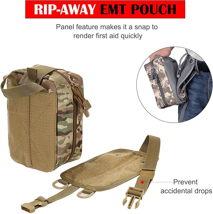 Molle First Aid Pouch Empty Medical Bag IFAK Tactical Rip-Away Pouches Small Bug Out Bags Trauma Medic Bag