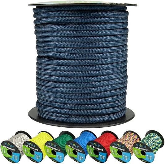 West Coast Paracord 550lb Paracord Spools – 7 Strand Type III Tactical Parachute Cord for Hiking, Camping, and Fishing – Midnight Blue (50 ft)