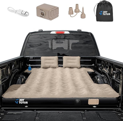 JOYTUTUS Truck Bed Air Mattress for 6.4-6.7Ft with Built-in Air Pump, Full Size Inflatable Mattress Short Beds for Outdoor Camping,with Carry Bag&Cup Holder