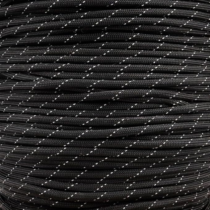Reflective 550lb Paracord – 7 Strand Type III Nylon Parachute Cord for Hiking, Camping, and Fishing – 30+ Colors and 6 Length Options