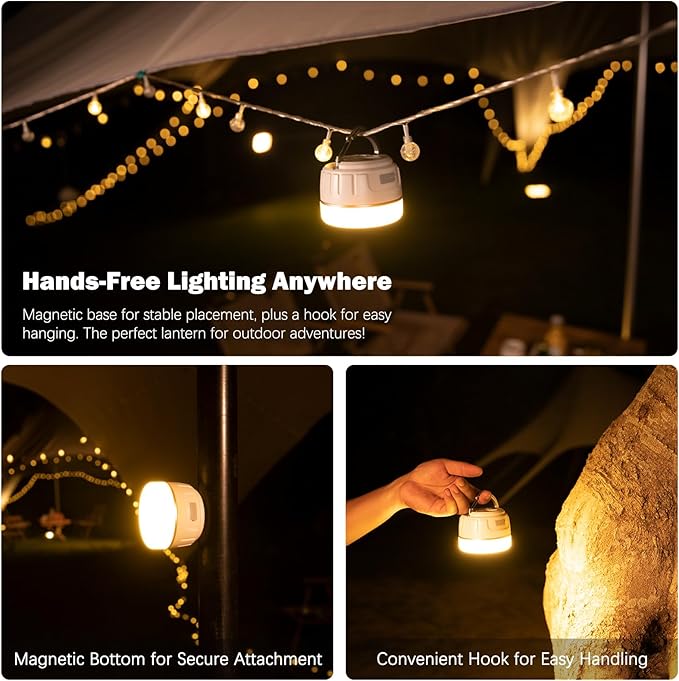 Rechargeable LED Camping Lantern 1000LM, 300H Runtime, 6400mAh, IPX5 Waterproof Tent Light for Camping, Hiking, Power Outages, Home, Emergency Use - Standard Edition,Orange