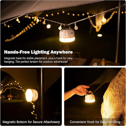 Rechargeable LED Camping Lantern 1000LM, 300H Runtime, 6400mAh, IPX5 Waterproof Tent Light for Camping, Hiking, Power Outages, Home, Emergency Use - Wireless Remote Edition,White