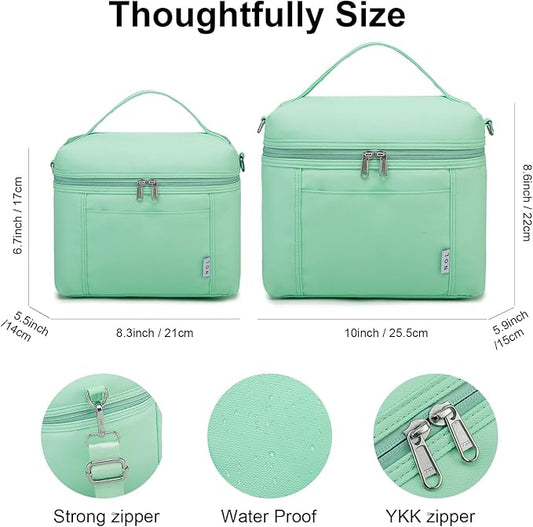 NOL Natural Organic Lifestyle Insulated Lunch Bags for Women Cooler Bag Lightweight Nylon Waterproof Lunch Box For Work (Small, Mint green)