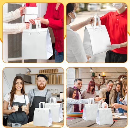 Hushee 200 Pcs Insulated Take out Bags Bulk Thermal Insulation Take Away Bags Disposable Cooler Bags 10.24x11.02x6.69 Inch for Grocery Lunch Hot Cold Frozen Food Delivery Shipping(White)